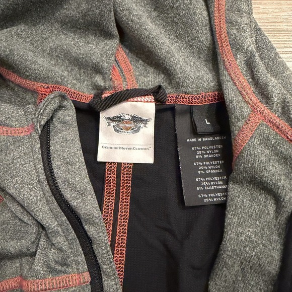 Harley-Davidson Women's Full Zip Hoodie Gray L Performance Fitted Jacket Biker - Picture 7 of 7